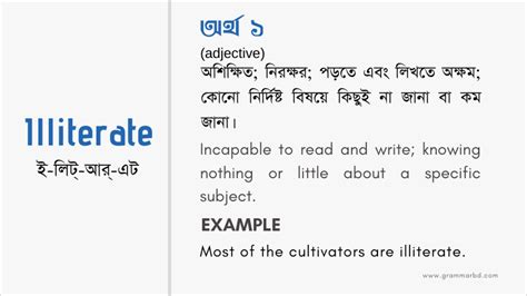 illiteracy meaning in bangla